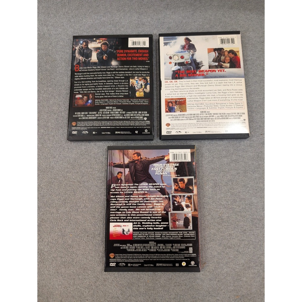 Lethal Weapon 2 3 4 DVD Lot Mel Gibson Danny Glover Action Movie Trilogy Bundle - Picture 2 of 2